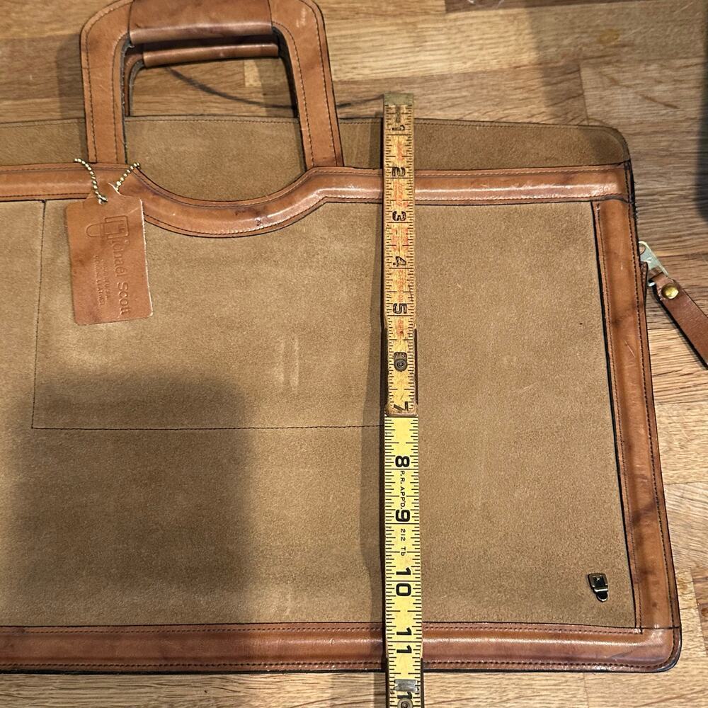 NWT Vintage Michael Scott Brown Tutone Leather Suede Briefcase Portfolio Bag - Picture 5 of 12